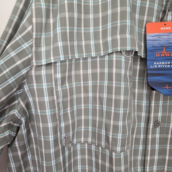Habit Men Gray Plaid Harbor Bay Long Sleeve River Shirt Size 2XL - Picture 5 of 13
